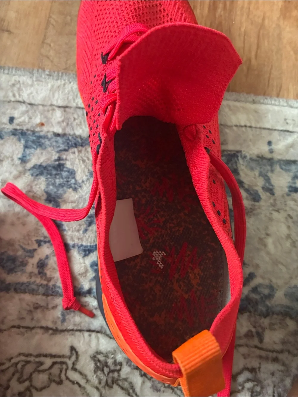 Nike Kids Bright Red Knit Sneakers with Orange Heel Tab